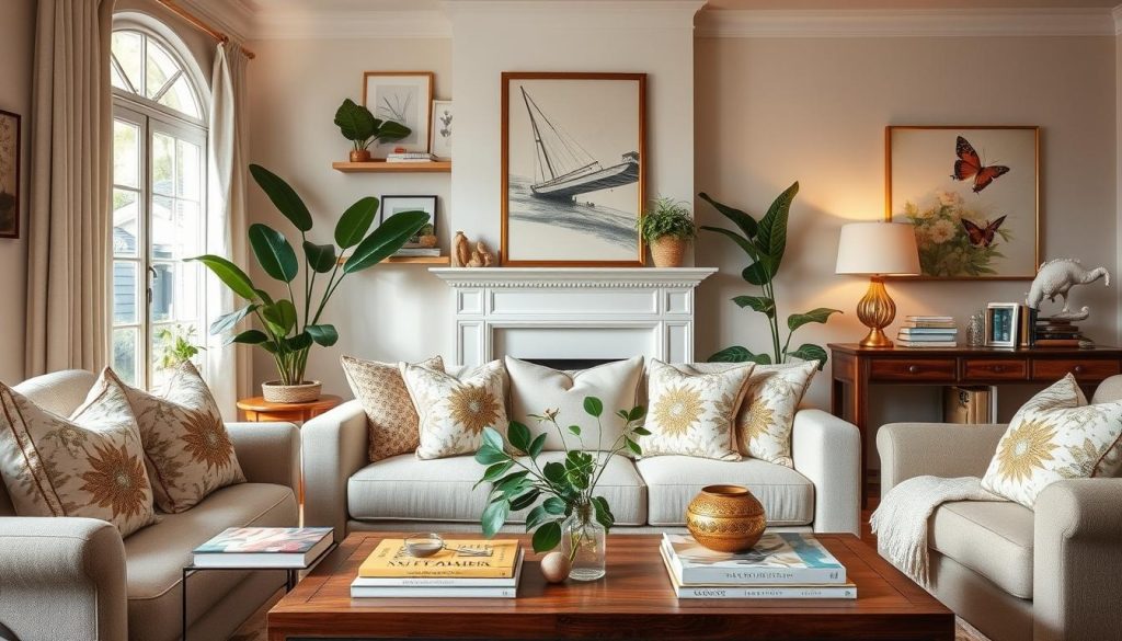 Summer-Themed Books as living room decor