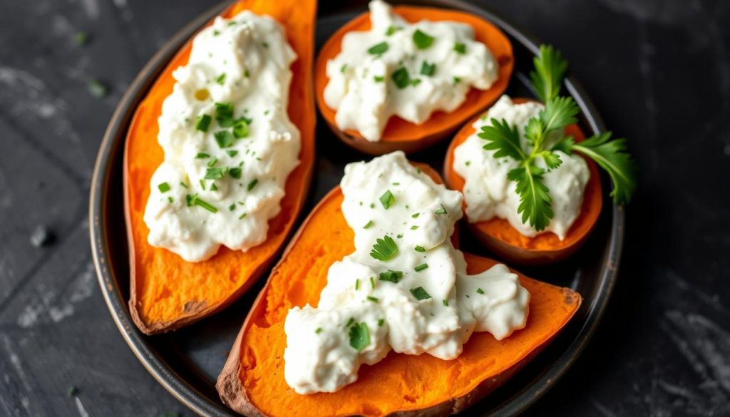 Sweet Potato Rounds with Mild Cream Cheese