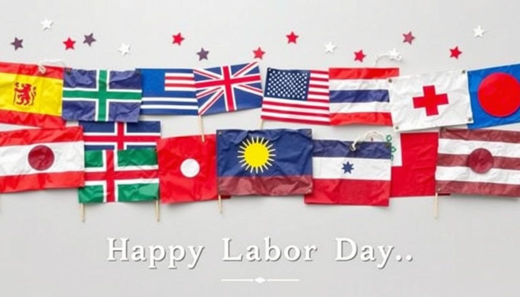 Tissue Paper Collage Flags for labor day