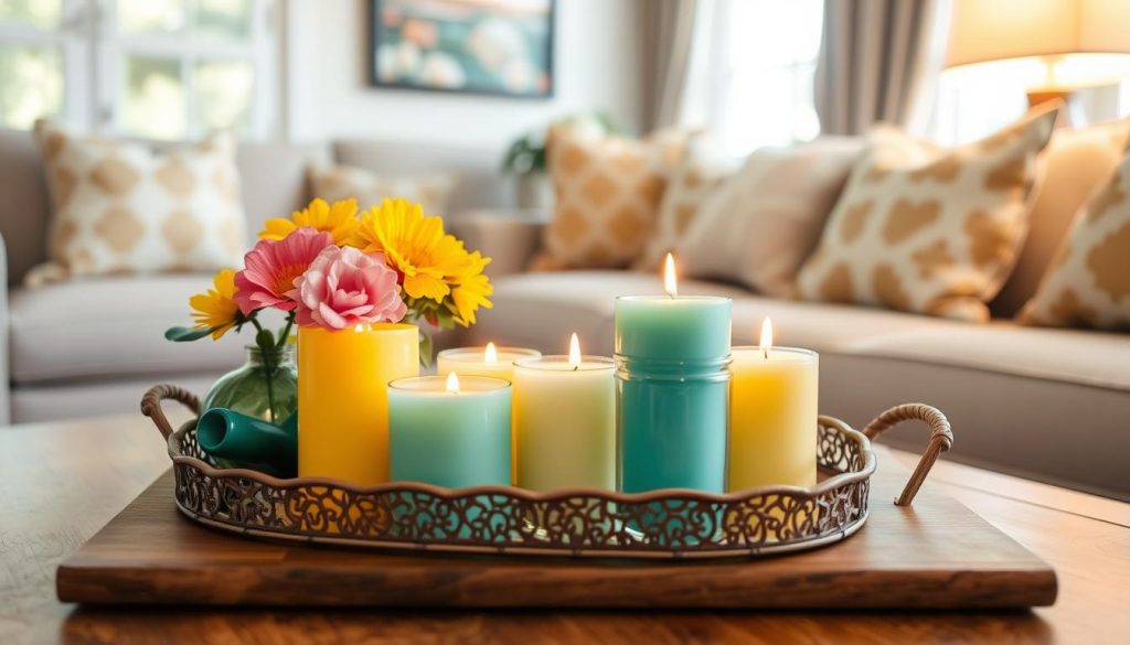 Tray with Summer Candles design in living room