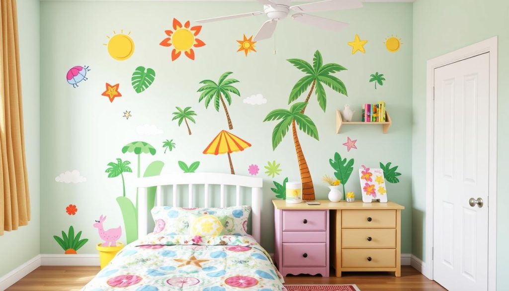 Tropical Wall Decals for a Beachy Vibe in a kid's bedroom