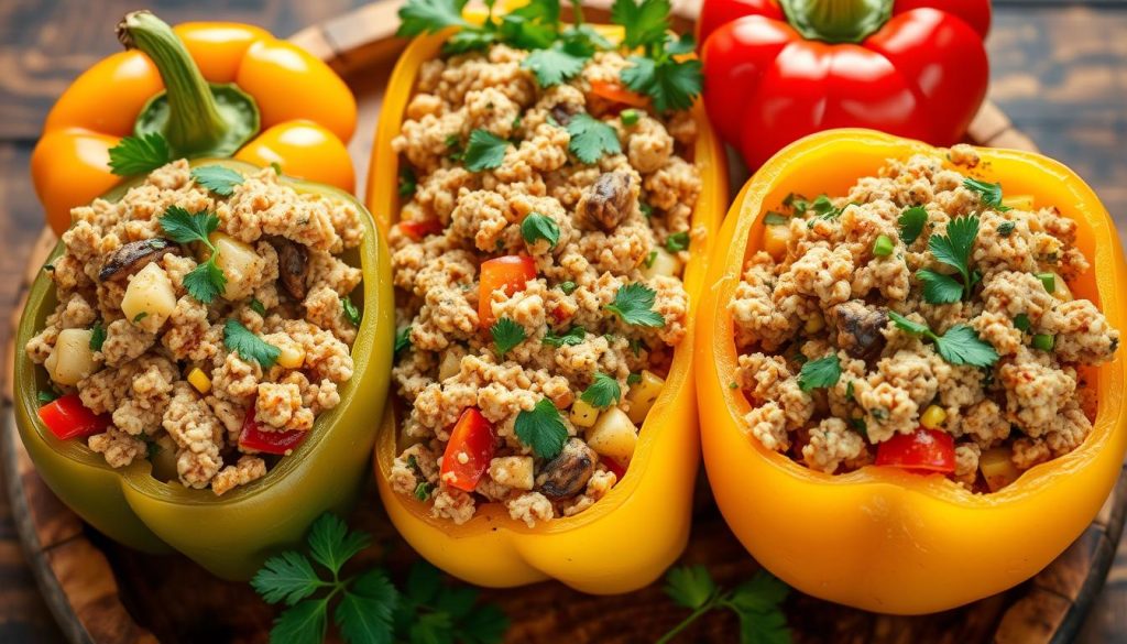 Turkey and Veggie Stuffed Peppers