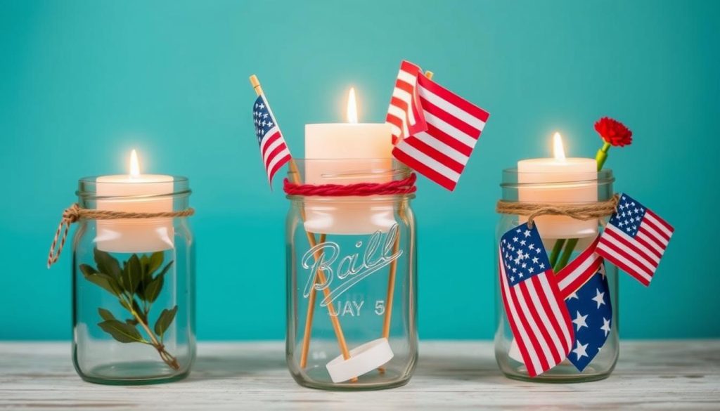 Upcycled Mason Jar Candle Holders for labor day