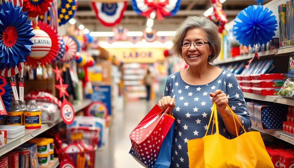 a mom doing shopping for labor day