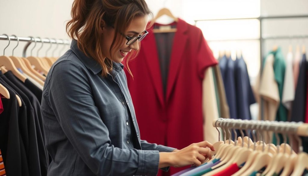 a mom shopping for kids school attire
