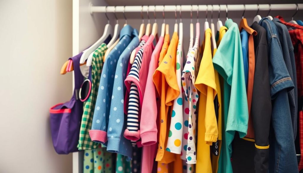 school outfit hanging on the closet
