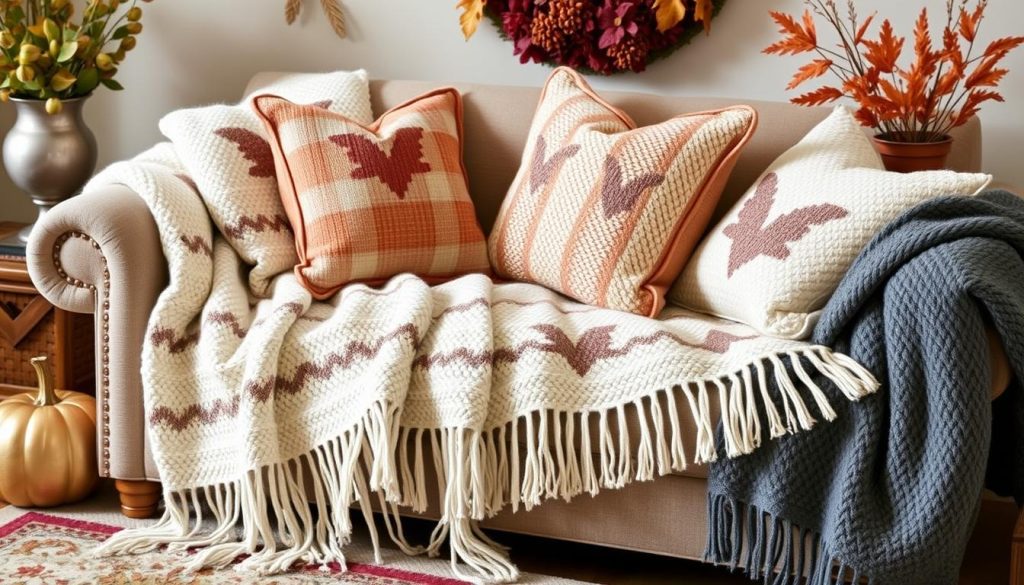Adding Cozy Throw Blankets for fall design