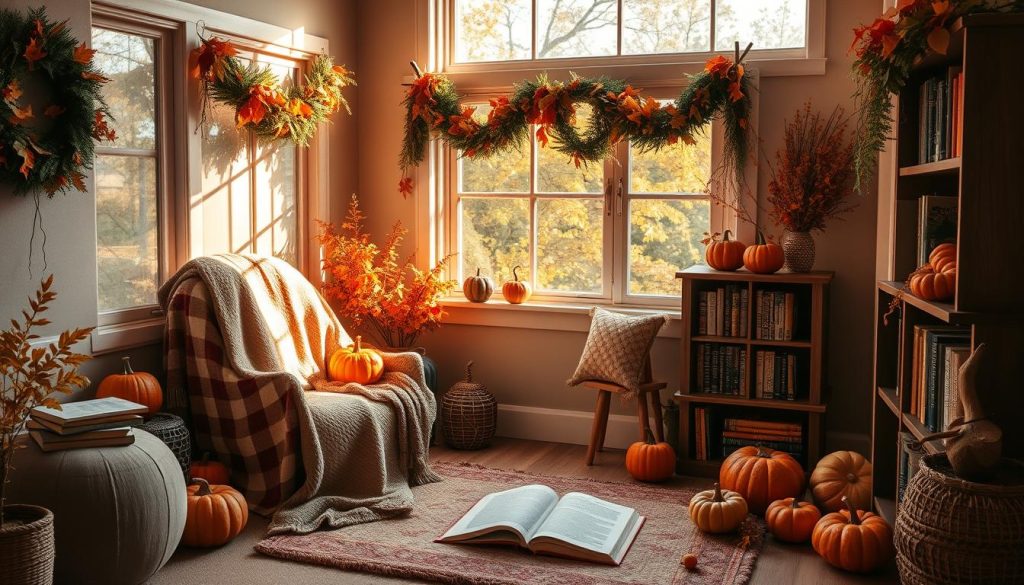 Cozy Reading Nook with Fall Decor