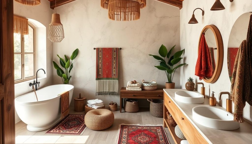 Earthy Bohemian Retreat bathroom design