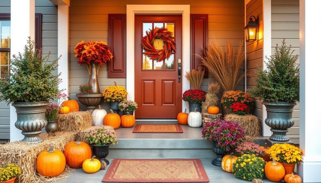 Festive Front Porch Styling for fall decoration