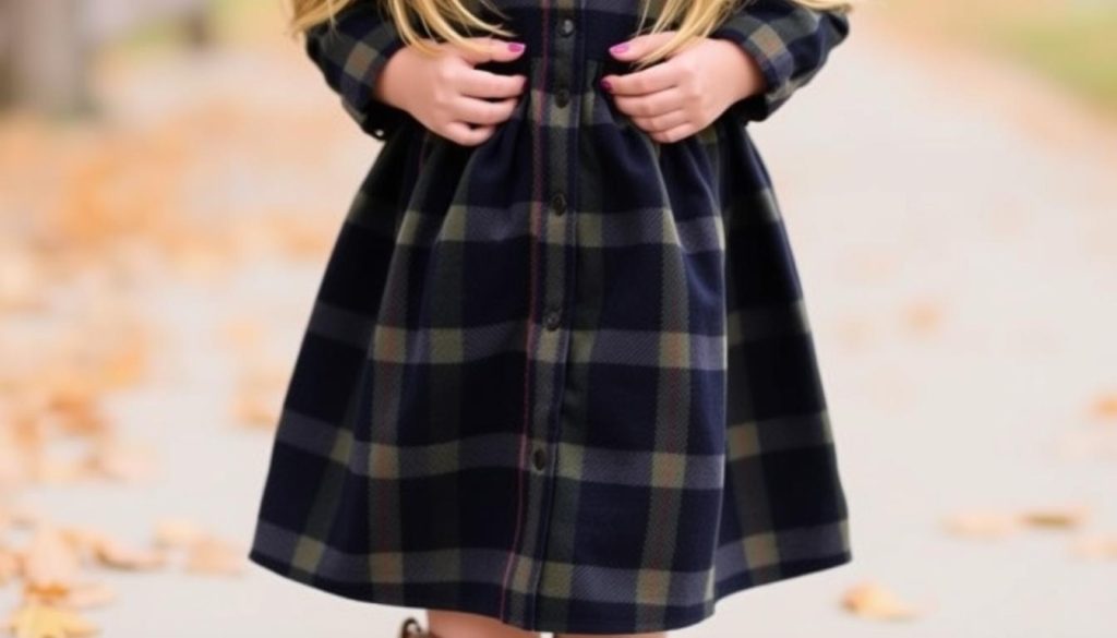 Flannel Shirt Dress with Ankle Boots for kids fall attire