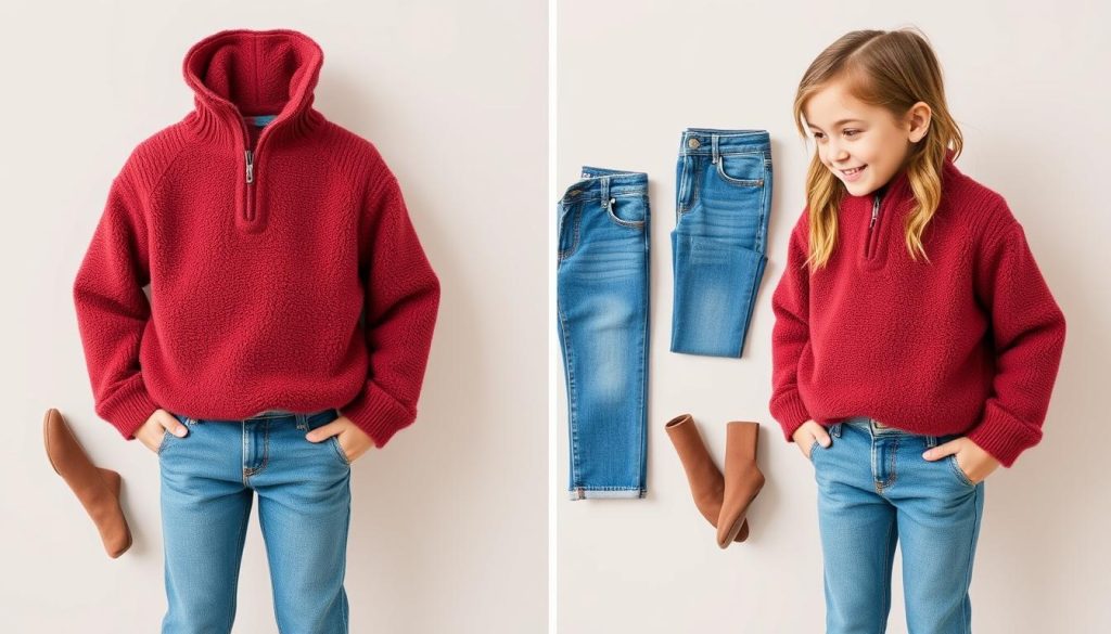 Fleece Pullover with Denim Jeans for kids attire
