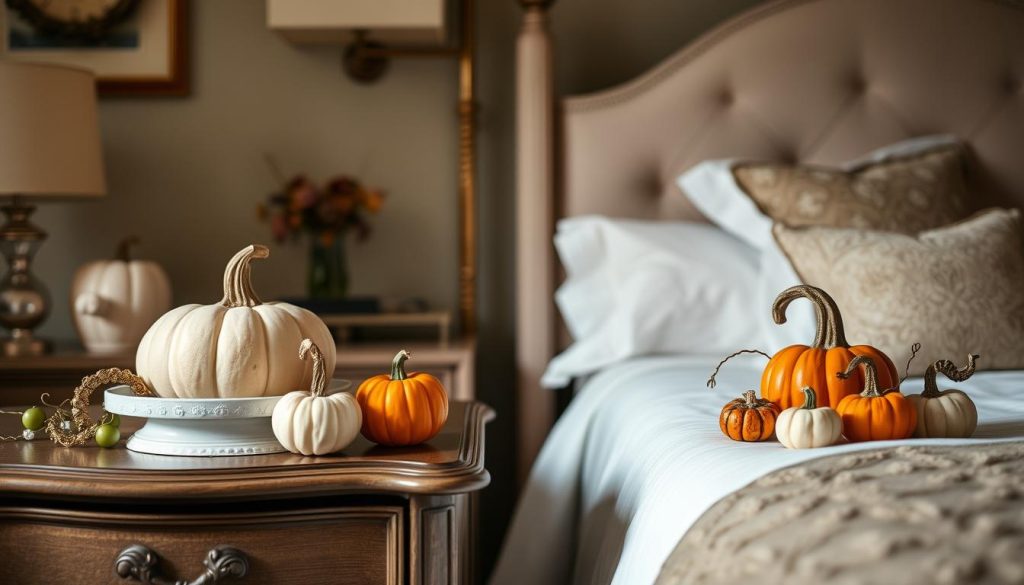 Mini Pumpkins or Gourds on Nightstands
