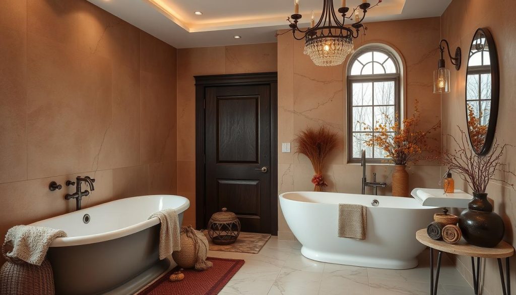 Moody Autumn Luxe bathroom decor