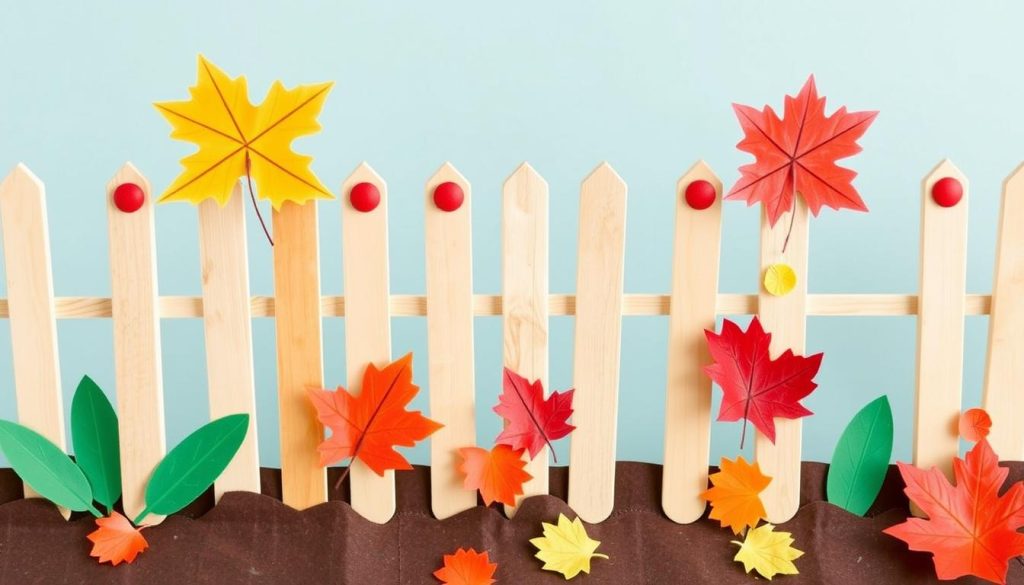 Popsicle Stick Fall Fence kids crafts