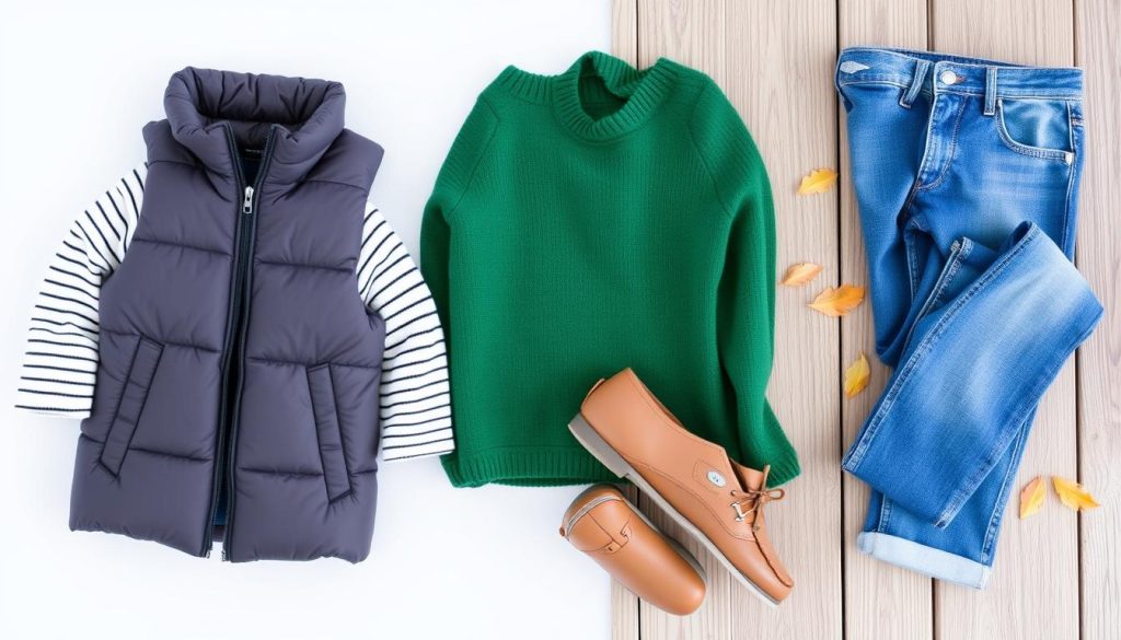 Puffer Vest with Thermal Shirt and Jeans for kids fall attire