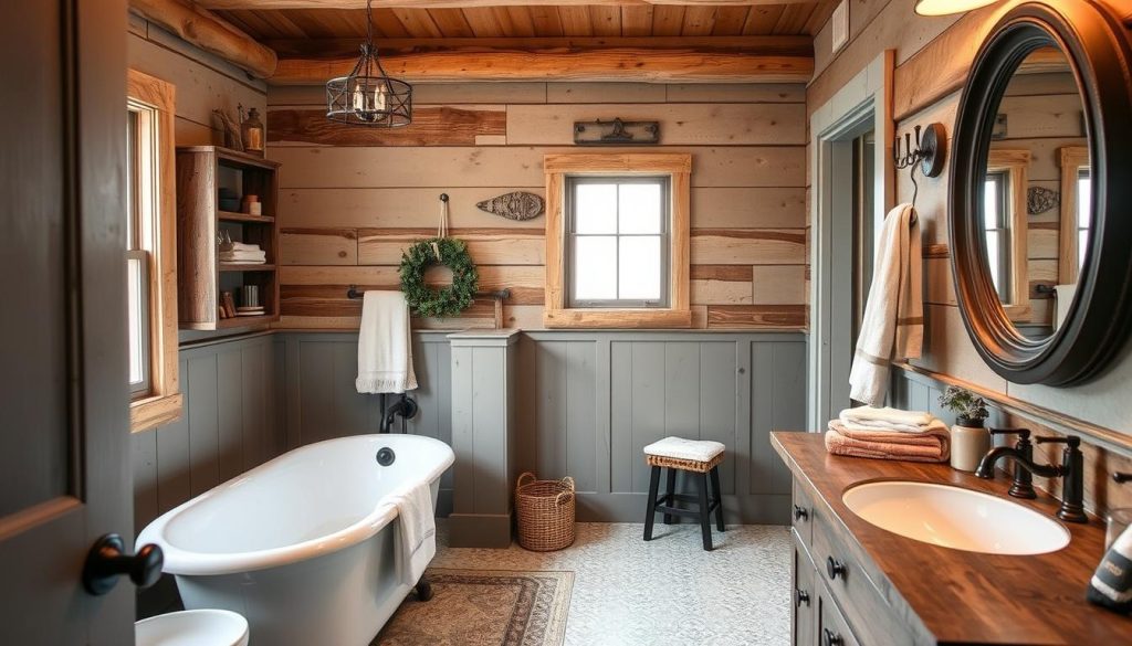 Rustic Farmhouse Charm bathroom decor