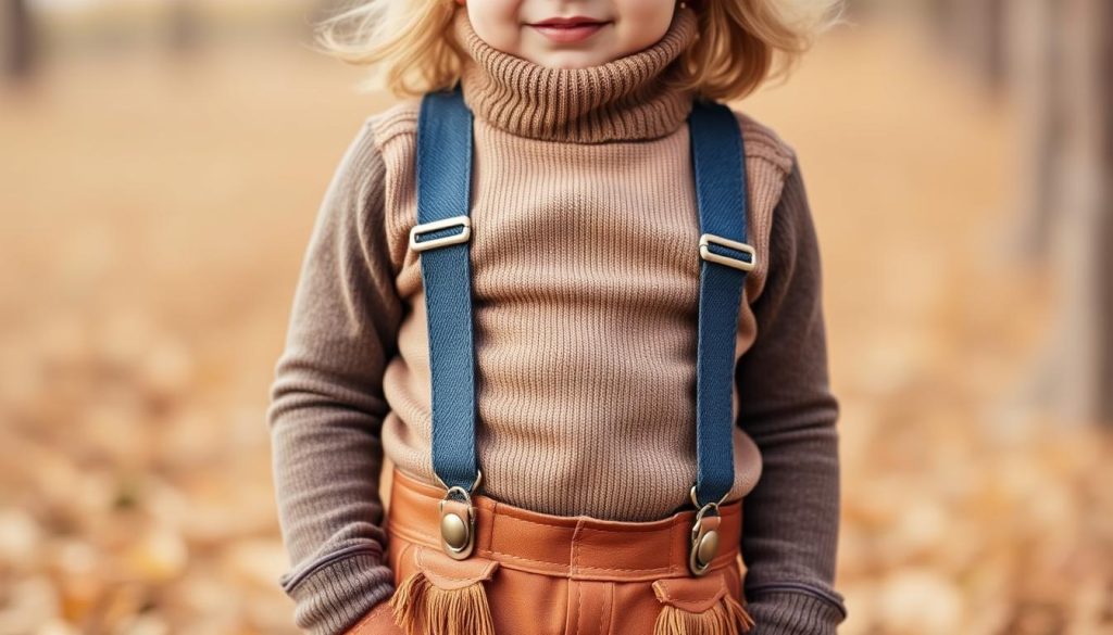 Turtleneck with Suspenders and Boots for kids fall attire