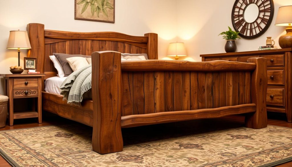 a Bed Frame with Rustic Finishes